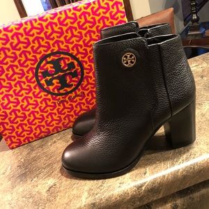 Tory Burch Black Bootie- tumbled leather